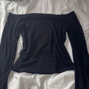 Black Off-Shoulder Long Sleeve Top